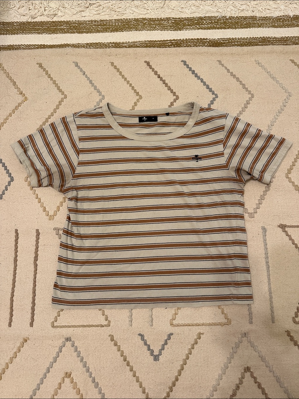 Thrills Beige, Brown & White Striped Women’s Tee